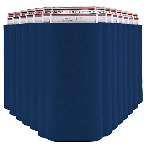 Image of Slim Can Cooler Sleeves (14-Pack) - Soft Koolie for White Claw Seltzer & Beer - HTV Blanks for Vinyl Projects - Skinny Koolies Bulk - Tall Coolies for Slim Cans (Royal Blue)