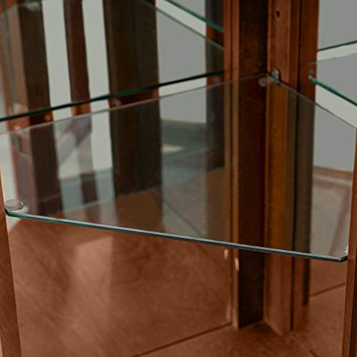 CHADIOR Corner Curio Display Cabinet with Tempered Glass Doors Adjustable Shelves and Light System, 5-Tier, Walnut - Thumbnail 5