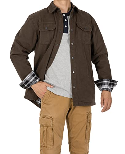Image of ZENTHACE Men's Full Flannel Lined Shirt Jacket, Heavy Washed Rugged Cotton