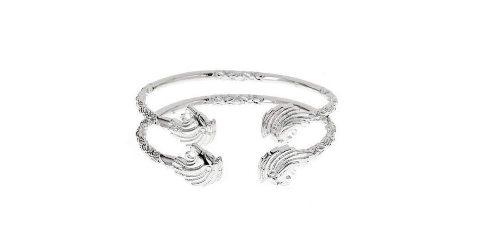 Better Jewelry Lion .925 Sterling Silver West Indian Bangles (Pair 56.4g) (Made in USA)