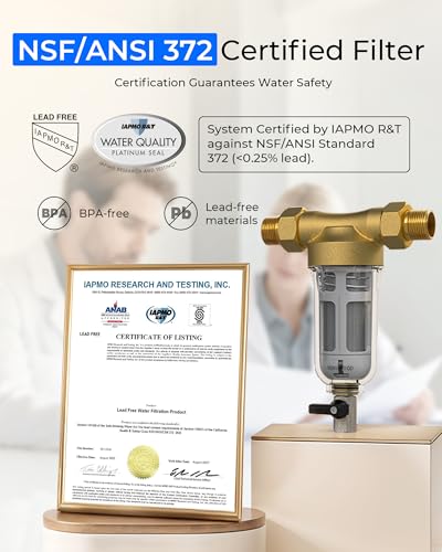 Waterdrop Spin Down Sediment Filter, Backwash Whole House Water Filter System for Well Water, 40-50 Micron, 1" MNPT + 3/4" FNPT + 3/4" MNPT, Traps Sand, BPA Free, WD-RPFK