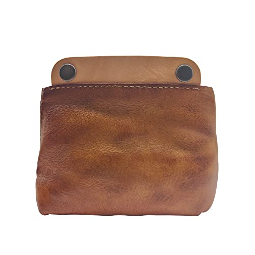 1 Pcs Leather Double Snap Coin Purse Wallet, Coin Organizer, Change Holder,Card Case, Leather Makeup Storage Bag for Men & Women