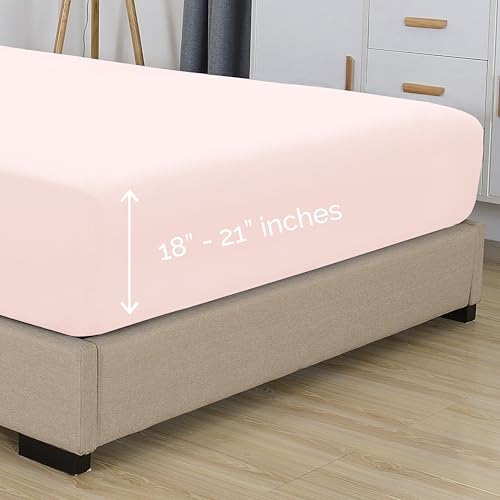 Drap-housse simple rose drap de lit double grand bonnet 50 cm confortable - 3