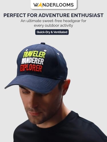 WANDERLOOMS Caps for Men & Women Unisex Soft Cotton Adjustable Strip Cap Quick Drying Sun Hat Protection Summer for All Sports Cap for Girls Gym