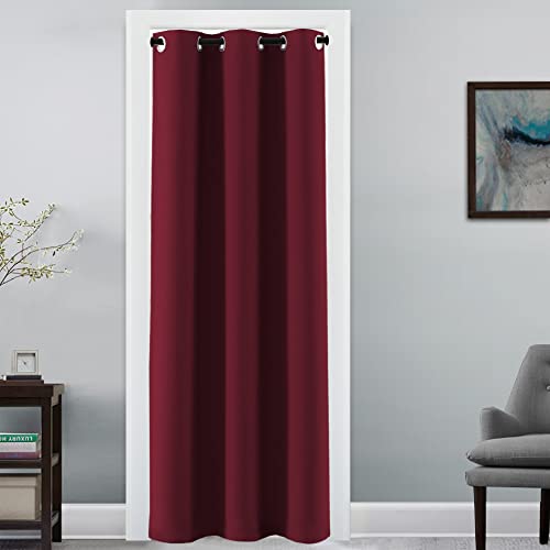 Image of H.VERSAILTEX Christmas Doorway Curtain Blackout Door Curtain Room Divider Window Treatment Curtain for Bedroom Thermal Insulated Privacy Drape Soundproof Grommet, 42 x 80 inches, 1 Panel, Burgundy