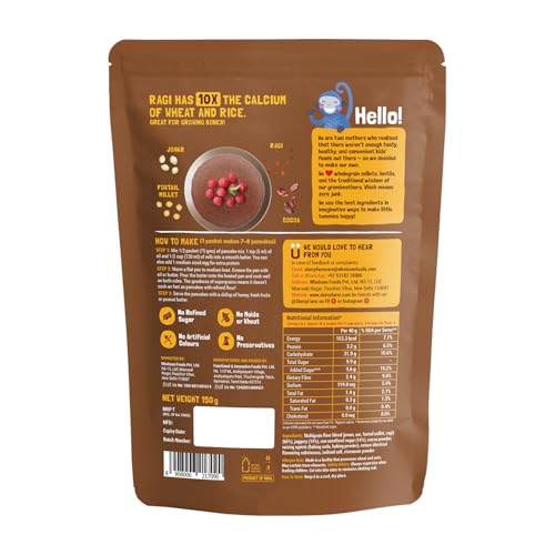 Slurrp Farm No Maida Pancake Mix | Instant Breakfast Mix Made with Oats and Jowar | 100% Vegetarian Eggless Healthy Breakfast for Kids & Adults | Chocolate- Pack of 3 X 150g