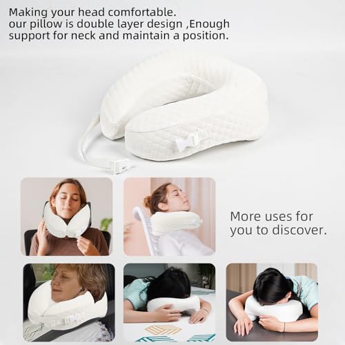 Face-Down-Pillow-Travel-Neck-Pillow-Breathe-Easy-with-Premium-Memory-Foam-Adjustable-Clasp-with-Head-Support-Napping-Pillow-for-Airplane-Car-Train-Bus-and-Home-Use-White