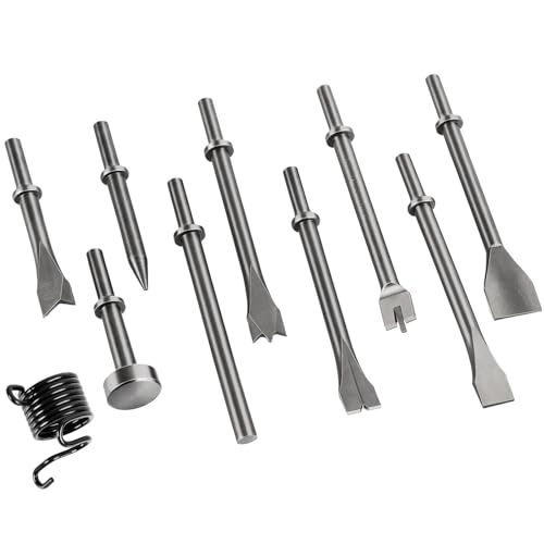 ATPEAM 10pcs Air Hammer Bits Set Pneumatic Chisel Bits for Tile Masonry Concrete Rust Removal Drilling Air Hammer Atachments