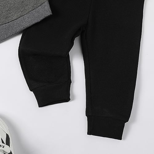 Image of Kid Toddler Boy Clothes Color Block Sweatshirt and Casual Pants 2Pcs Boys Fall Winter Outfits 1-5T