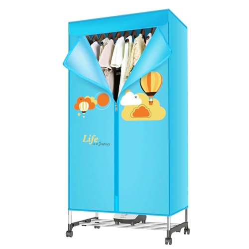 JSLJJBD Heated Clothes Airer, Air Dryers Clothes Indoor,foldable Clothes Dryer, Double-layer Large Space, 15kg Load-bearing Timer, Timer Dryer 72×45×150cm blue