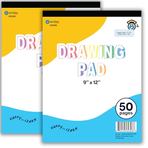 Drawing Pad for Kids Sketch Pads for Kids Scribble Pad, Coloring Art Pads for Kids, 9 x 12 inches - 50 Sheets (2 Pack) - by Emraw