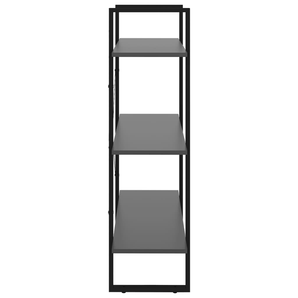 Générique Bibliothek aus Holz, 80 x 30 x 105 cm, 3 Regale, Grau | Stabiler Metallrahmen, Aufbewahrung für Bücher und Dekorationen, einfache Reinigung mit feuchtem Tuch