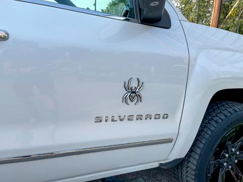 Image of 2Pcs Custom Spider Emblems Left Right Car Badge for Universal Car Body Motorcycle SUV Widow Door Edition Decoration (Chrome)