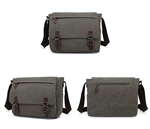 Sechunk Canvas Leather Messenger Bag Shoulder Bag Cross Body Bag Crossbody 13 Inch Laptop Bag #TOP1