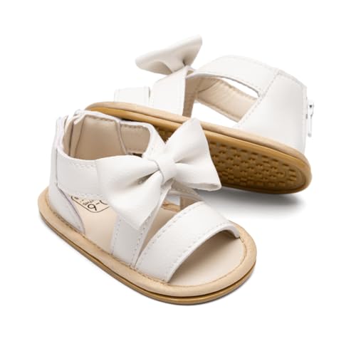 Image of Babelvit Infant Baby Girl Boy Sandals Comfort Premium Summer Outdoor Casual Beach Shoes with Flower Bowknot Anti Slip Rubber Sole Newborn Toddler Prewalker First Walking Shoes