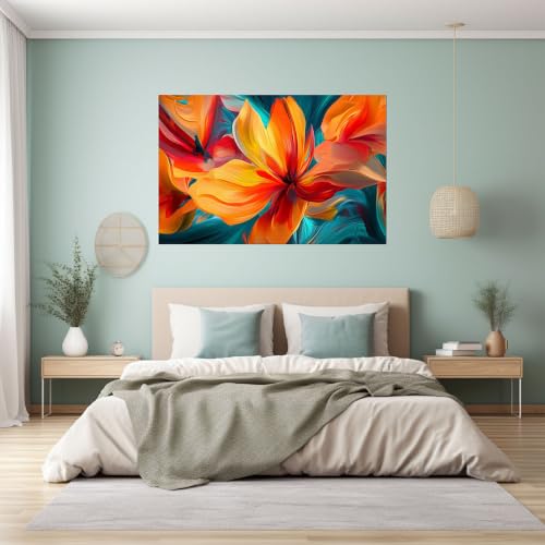 Tableau moderne toile tulipe orange grand format 70x100cm abstrait - 4