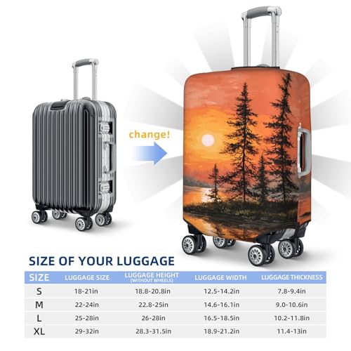 Sunset And Tall Trees Elastic Travel Luggage Covers Dustproof Scratch-Resistant Suitcase Protector Fit 22-24 Inch4