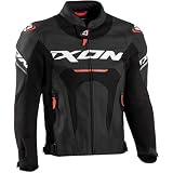 Ixon Jackal JKT Giacca in pelle per moto Nero/Bianco/Rosso L