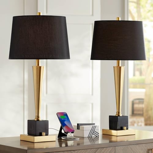 Set de 2 lámparas de mesa modernas con puerto USB