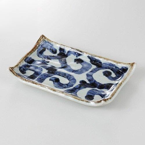 せともの本舗 Set of 5, Thick Arabesque Swatted Pottery Plates, 8.6 x 5.6 x 1.3 inches (21.8 x 14.3 x 3.4 cm), 22.0 oz (625 g), Baking Dish, Restaurant, Inn, Japanese Tableware, Commercial Use,