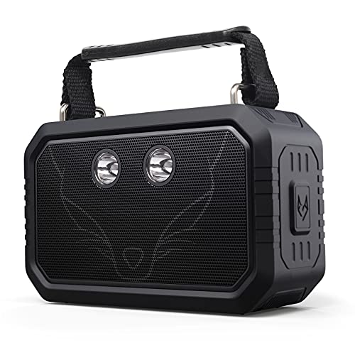DOSS Traveler Enceinte Bluetooth Portable,5 Modes d’éclairages,Waterproof Haut-Parleur d'extérieur sans Fil,avec Son de 20W HD,étanche IPX6,Idéal pour Camping,Les Voyages,Noir