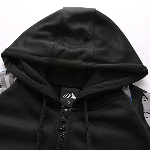 COOKFIP Men's Zip Up Color Block Hoodie Fleece Gym Workout zippered Sweatshirt Fashion Long Sleeve Hooded WIth Pocket