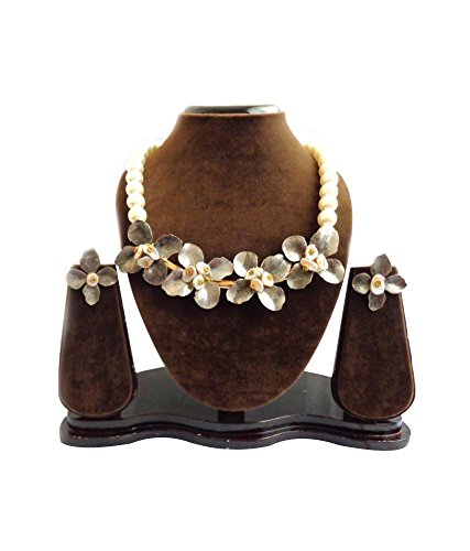 Buy Pearl Moti Necklace Set With Grey 