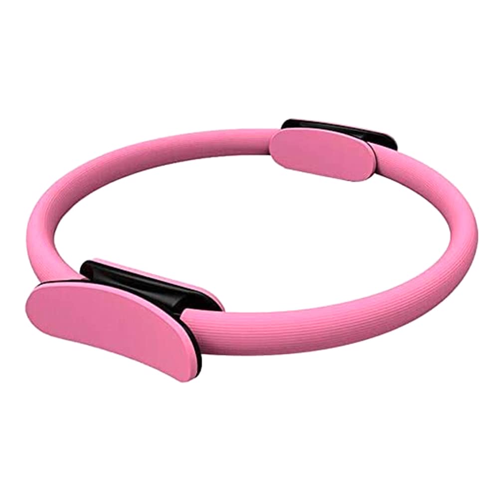 Pilates Ring, 38cm Resistance Circle with Side Mounted Handles, Lightweight Toning Tool for Core Strength, Legs, Arms, and Full Body Workouts (Pink)
