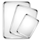 TeamFar Baking Sheet Set of 3, Stainless Steel Cookie Sheet Baking Tray Pan, Healthy & Non...