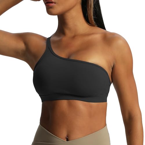 Aoxjox Women's Workout Sports Bras One Shoulder Astoria Asymmetrical Bra Fitness Training Gym Yoga Crop Tank3