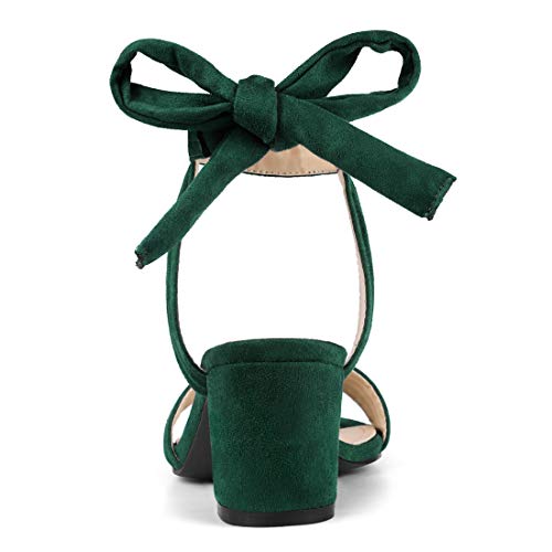 Image of Allegra K Women's Open Toe Ankle Tie Back Block Heels Sandals