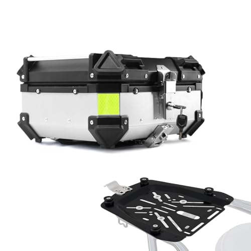 Coffre arrière de moto aluminium argent boîte de casque valise supérieure bagage verrouillable