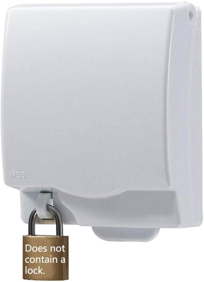 Baby Safety Electric Plug Socket Cover Weatherproof Single Switched Socket Protector Safety Outlet Cover Box for Home and School (White)