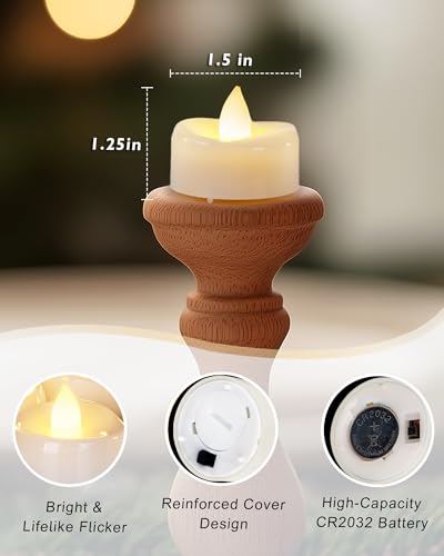 Image of 5plots Flameless Candles, 12Pcs Tea Lights Candles Battery Operated, Flameless Tealight Candles Flickering, Electric Tea Light Votive Candles - White - 1.5 inch x 1.25 inch