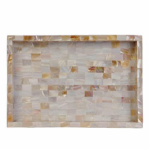Wonderlist Handicrafts Mother of Pearl Bathroom Accessories Designer Bath Ensemble 100% Handmade Tray/ Serving Tray
