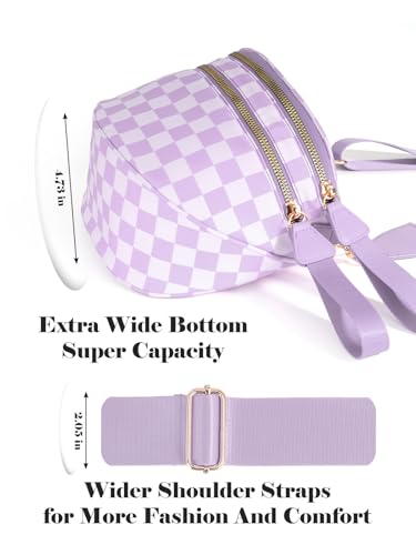 Image of Black and White Checkered Crossbody Bag Bum Bag for Women,Spacious Checkered Purse Fanny Packs Belt Bag