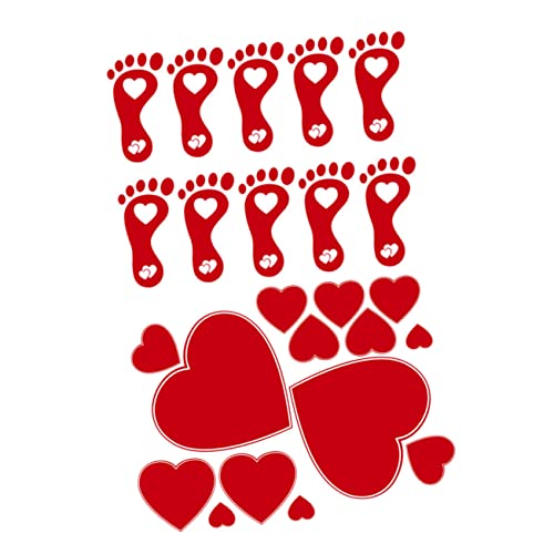 WOONEKY Pegatina De Pared Huellas De Amor Pegatinas Para Azulejos De San Valentín Estampado De Huellas Para Decoración De Pared Salón Hecha De Pvc Diseño De San Valentín