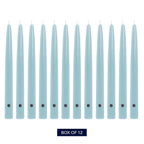 Image of Colonial Candle Unscented Taper Candle, Handipt Collection, Coastal Blue, 10 in, Pack of 12 - Up to 8 Hours Burn