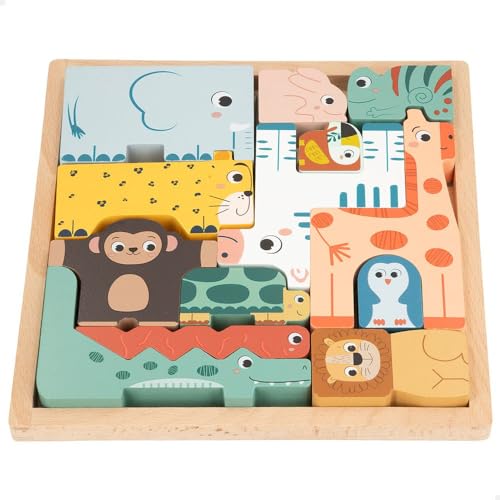 WOOMAX - Torre de Aprendizaje 2 en 1, Zookabee, con Tablero, 22x22 cm, Bloques...