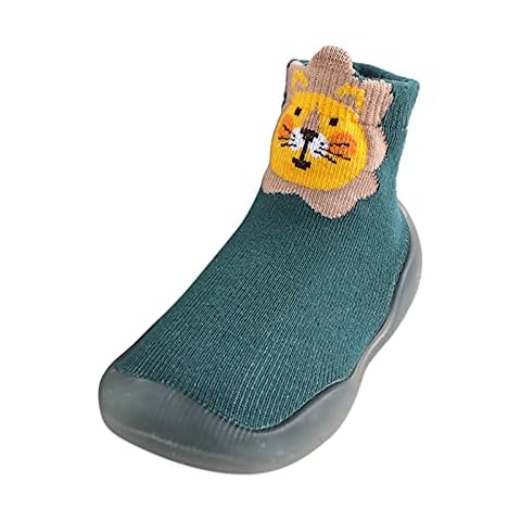 Toddler Baby Boys Girls Solid Warm Knit Soft Sole Rubber Shoes Sock Slipper Stocking Soft Shoes Socks Little Boy Sandals (Green, 18) Cover