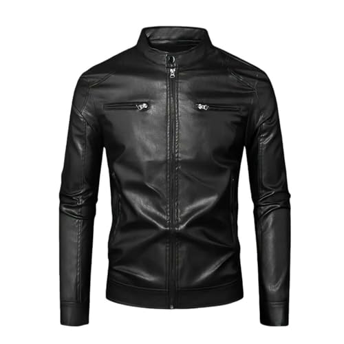 Veste en cuir synthétique homme ajustée finis les blousons lourds fermeture éclair fluide