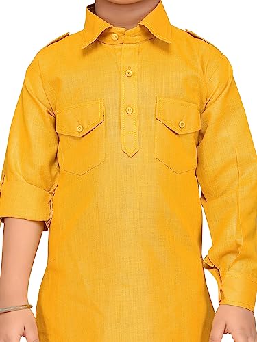Image of AJ DEZINES Pathani Suit For Kids Boys | Boys Kurta Set | Traditional Party & Ethnic Wear | Kids Kurta Pyjama Set | Solid Cotton Kurta Pajama | Wedding & Festive Outfit - Regular Fit