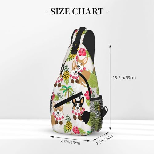 Mochila diagonal Corgi Hawaiian con tejido transpirable y correa ergonómica ajustable 3