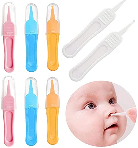 Pinzas de nariz para bebé, 10 unidades, de plástico, especialmente suaves y suaves para la nariz del bebé, producto de limpieza para el cuidado del bebé, color aleatorio