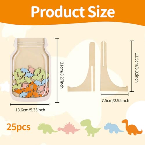 CENCERY Wooden Reward Jar & Chart for Kids, Dinosaurs, 13.5cm x 21cm (5.31 inches x 8.27 inches) - Image 2