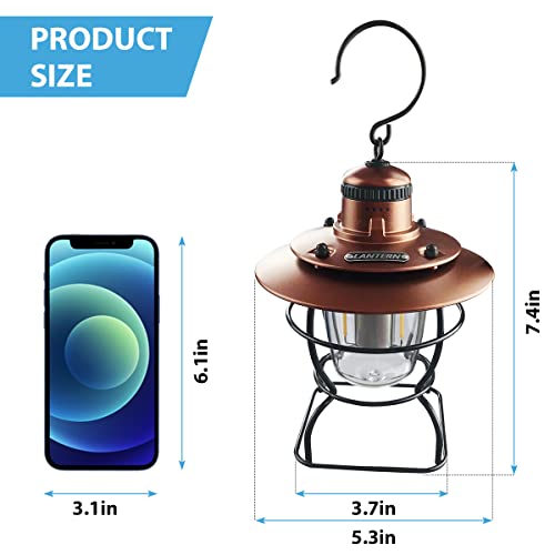 Rechargeable Camping Lantern Retro Style Lantern Light With 3 Lighting Modes Used As Power Bank For Outdoors Power Outages Tent Hurricane Emergency Hiking Fishing Farmhouse Home Decor Bronze #TOP1