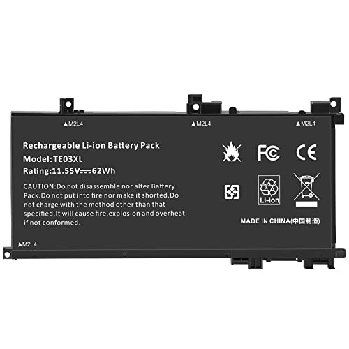 ARyee TE03XL Batería Compatible con HP 15-BC000 15-BC300 15-BC400 OMEN 15-AX000 Series, Repuesto para TE03 TE03XL HSTNN-UB7A HSTNN-OB7T 849570 849570-541 849910-850 905277-001 (11,55 V 62 WH)