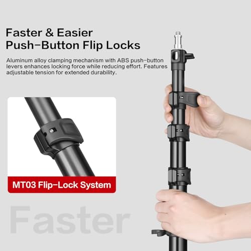 FreeSea Light Stand Photography - 1.4in Oversized Tubes Heavy Duty Stand, Aluminum Alloy Construction, 106in Tall Tripod with Flip-Lock & Gas Spring, Holds Softboxes/Ring Lights up to 5KG - Image 4