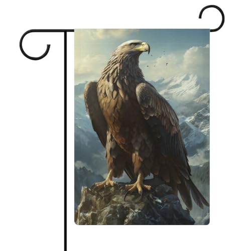 Adler auf Berggipfel, doppelseitige Gartenflaggen (47 x 32 cm), perfekt für Gartenpartys, Geburtstage & mehr.