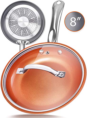 Copper Pan 8 Inch Copper Frying Pan With Lid - Nonstick Frying Pans